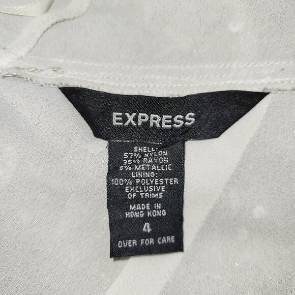 Express Slip Dress Womens 4 Champagne Lace Sequin Halter Semi-Sheer Y2K - Picture 6 of 16